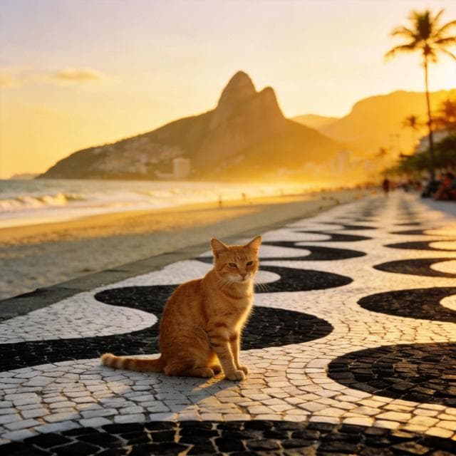 The Sunset Cat of Copacabana